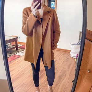 Theory Sileena Winsome 2 Wool Wrap Jacket Camel L